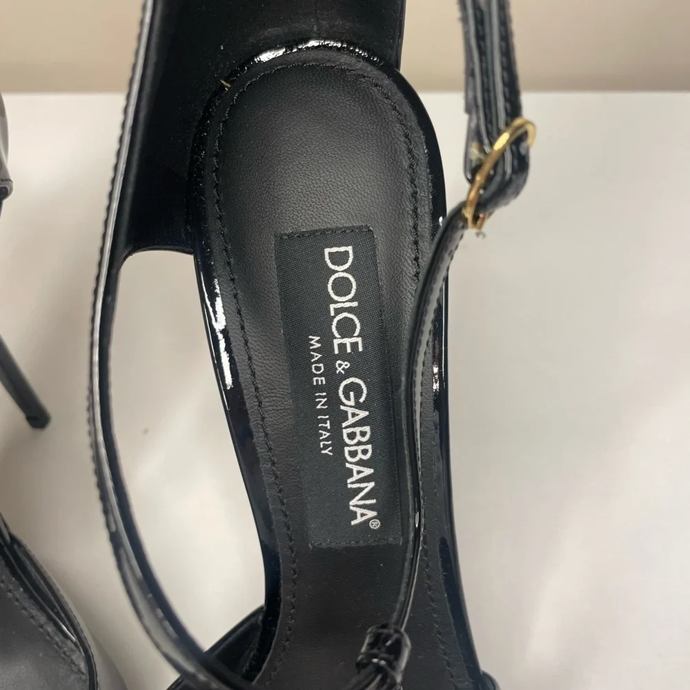 DOLCE & GABBANA Pointed Patent Leather Ankle-Strap Pump size 38.5/US 8.5 - Picture 5 of 12